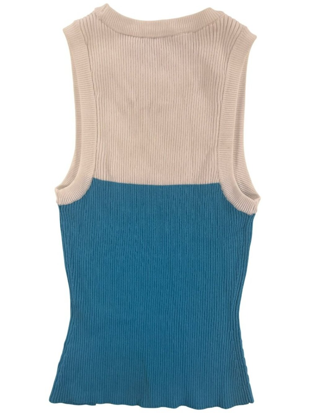 Staud Malia Tank Top Shark Ribbed Knit Sleeveless Blue & White Wmn's Size M NEW - Picture 3 of 6